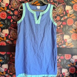 Sigrid Olsen Linen Shift Dress teal periwinkle sleeveless beach medium